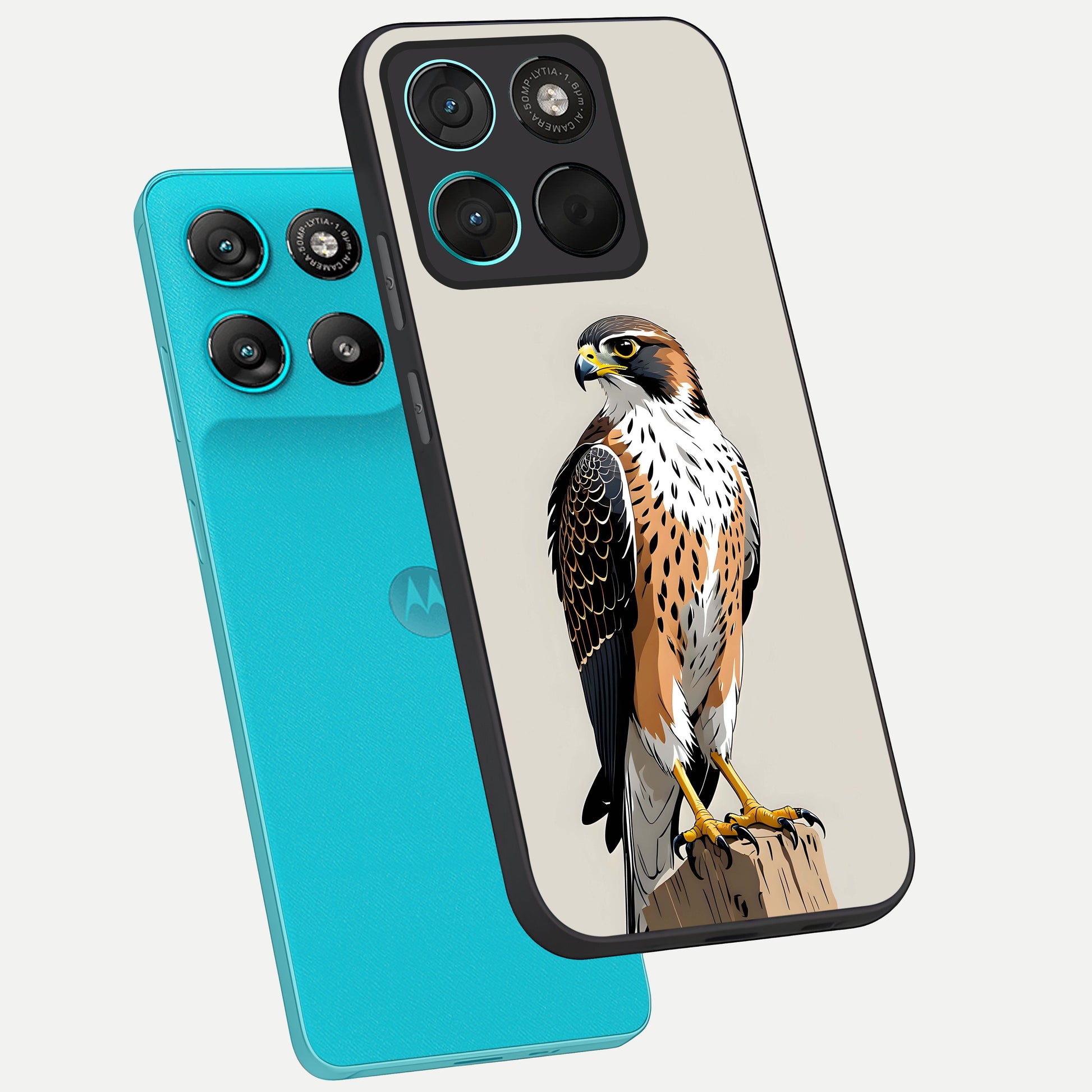  Clever Eagle phone case For Moto G57 Power showing premium glass back cover with detailed artwork