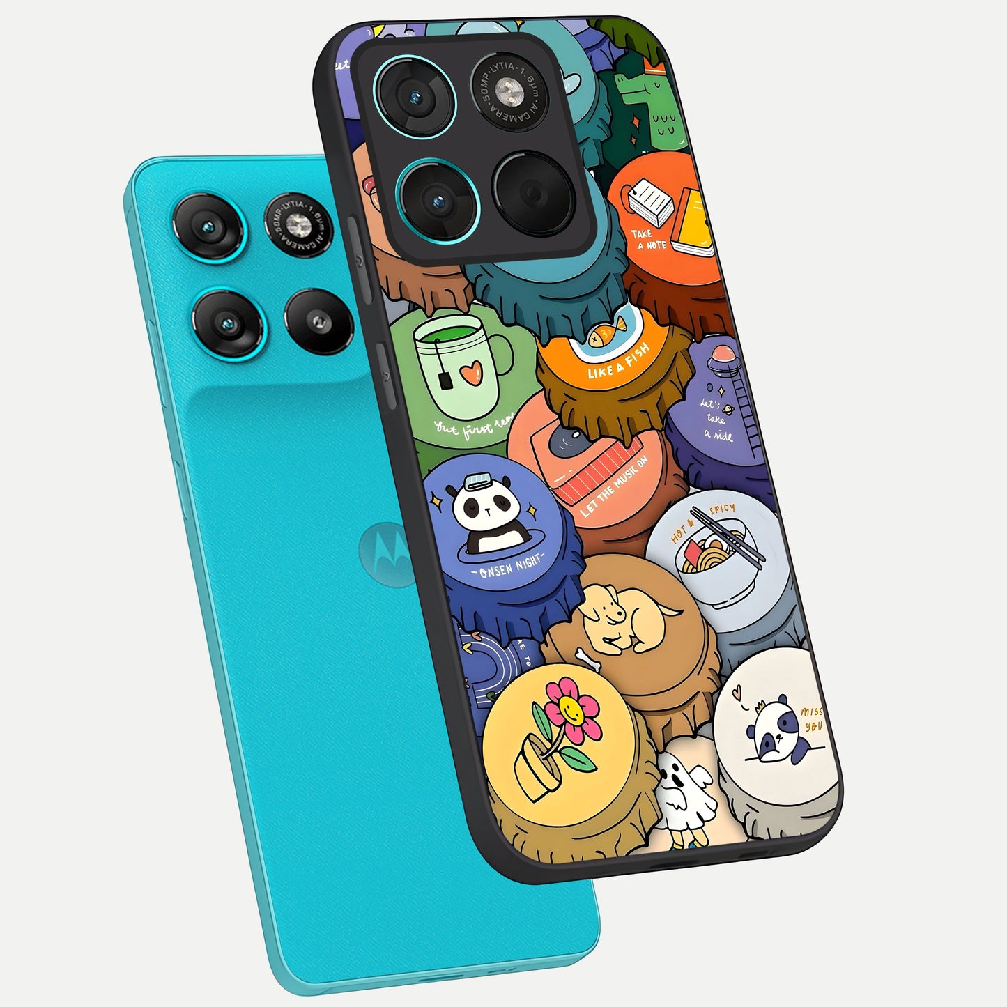  Coins Patterns phone case For Moto G57 Power showing premium glass back cover with detailed artwork