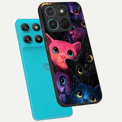  Cosmic Cats Dreams phone case For Moto G57 Power showing premium glass back cover with detailed artwork