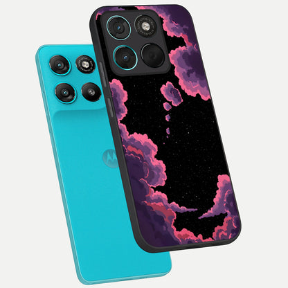 Cosmic Cloud Journey phone case For Moto G57 Power showing premium glass back cover with detailed artwork