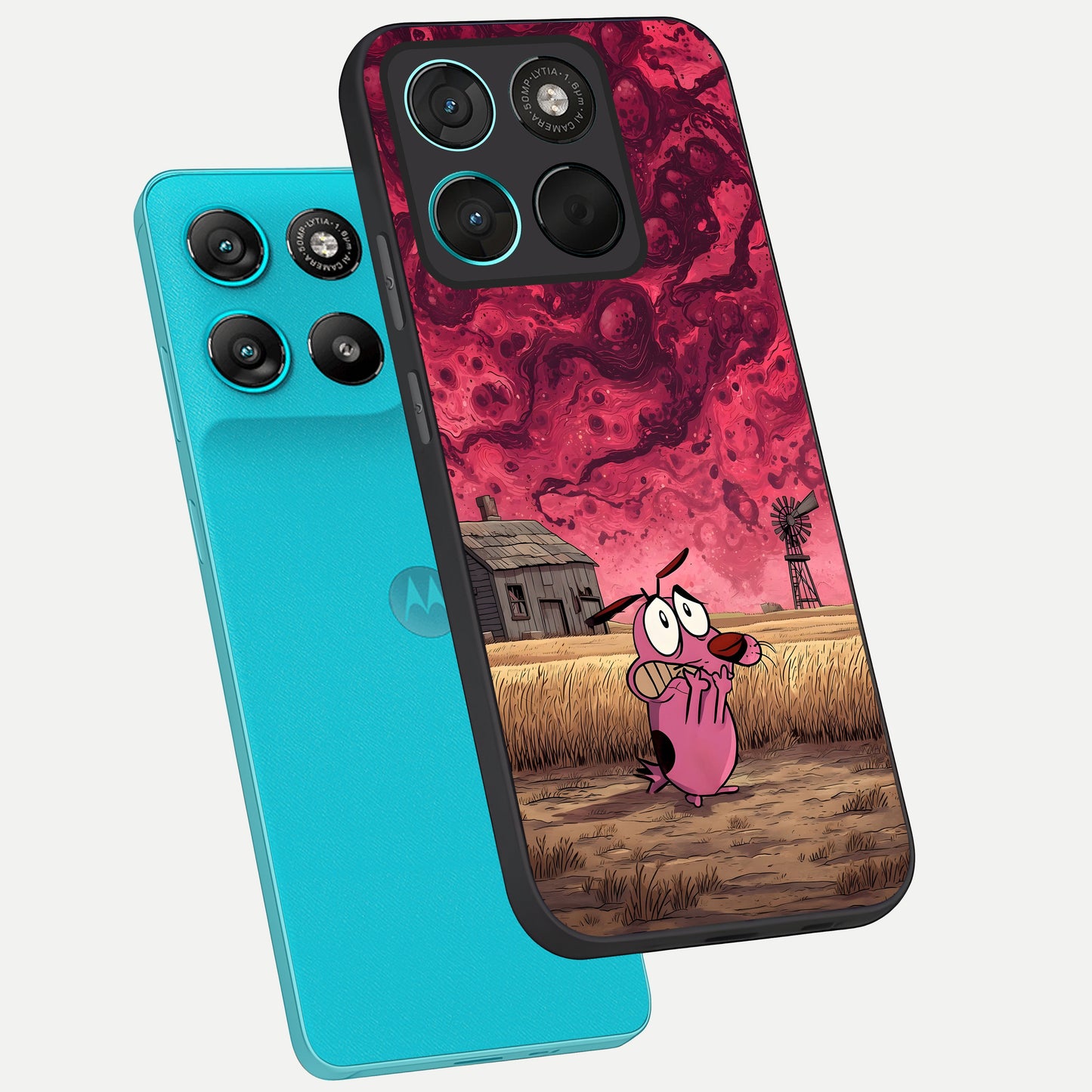  Courage Under Sky phone case For Moto G57 Power showing premium glass back cover with detailed artwork
