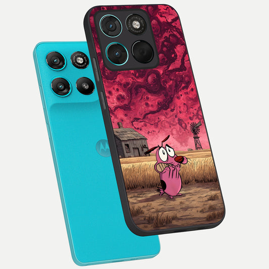  Courage Under Sky phone case For Moto G57 Power showing premium glass back cover with detailed artwork