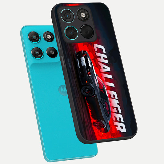  Crimson Challenger Fury phone case For Moto G57 Power showing premium glass back cover with detailed artwork