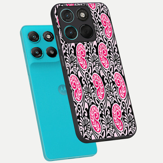  Crimson Paisley Charm phone case For Moto G57 Power showing premium glass back cover with detailed artwork