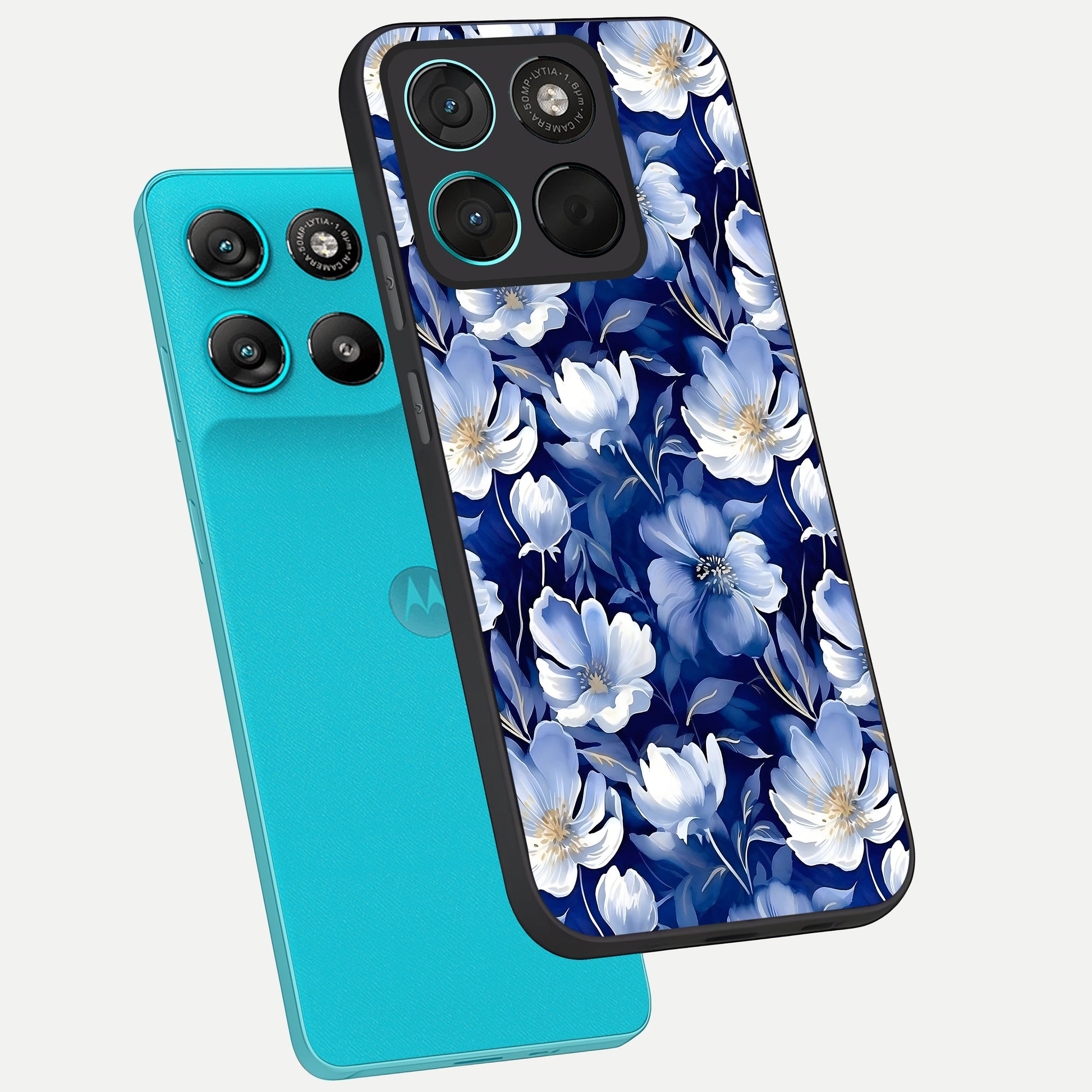  Cute Floral Patterns phone case For Moto G57 Power showing premium glass back cover with detailed artwork
