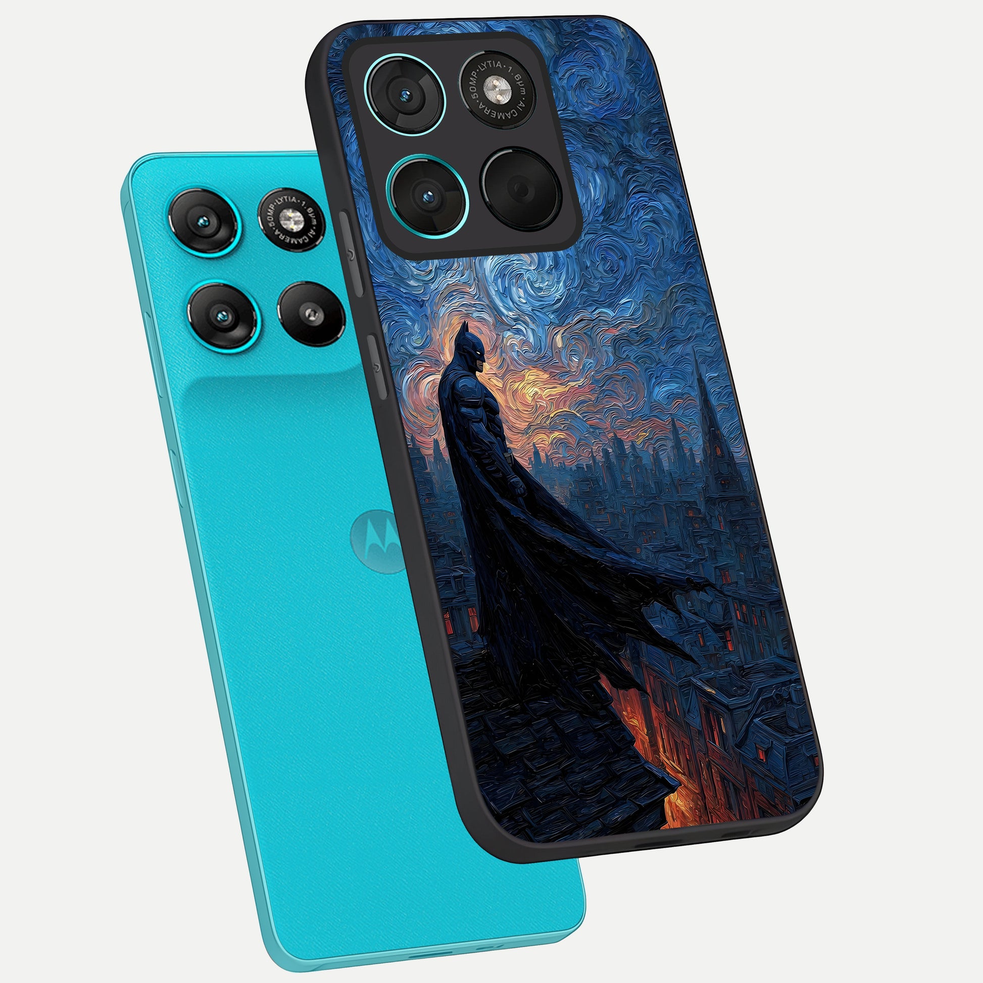  Dark Knight Dusk phone case For Moto G57 Power showing premium glass back cover with detailed artwork