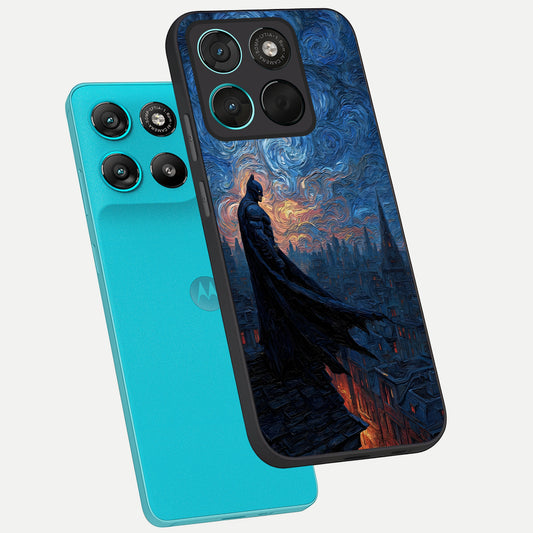  Dark Knight Dusk phone case For Moto G57 Power showing premium glass back cover with detailed artwork