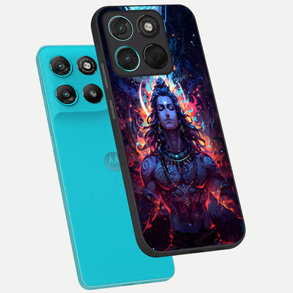  Divine Fire Shiv phone case For Moto G57 Power showing premium glass back cover with detailed artwork