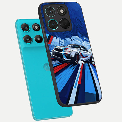  Drift Power Rush phone case For Moto G57 Power showing premium glass back cover with detailed artwork