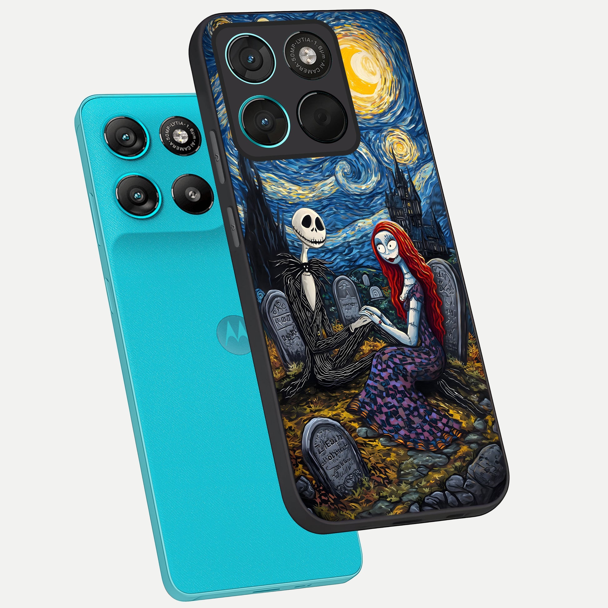  Eternal Night Love phone case For Moto G57 Power showing premium glass back cover with detailed artwork