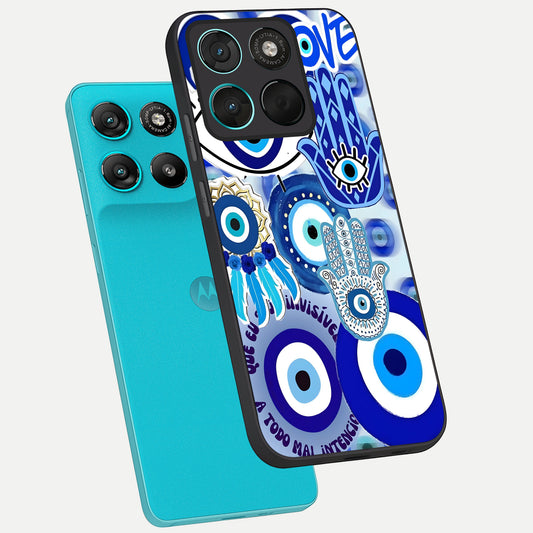  Evil Eyes Dream phone case For Moto G57 Power showing premium glass back cover with detailed artwork