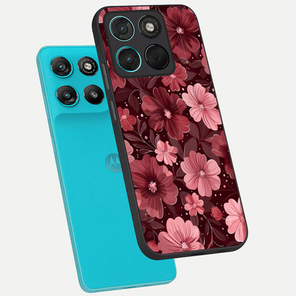  Flower Blush Bloom phone case For Moto G57 Power showing premium glass back cover with detailed artwork
