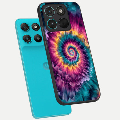  Galactic Spiral Burst phone case For Moto G57 Power showing premium glass back cover with detailed artwork