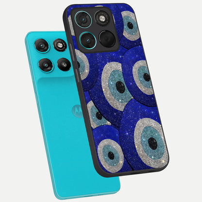  Galaxy Eye Flow phone case For Moto G57 Power showing premium glass back cover with detailed artwork