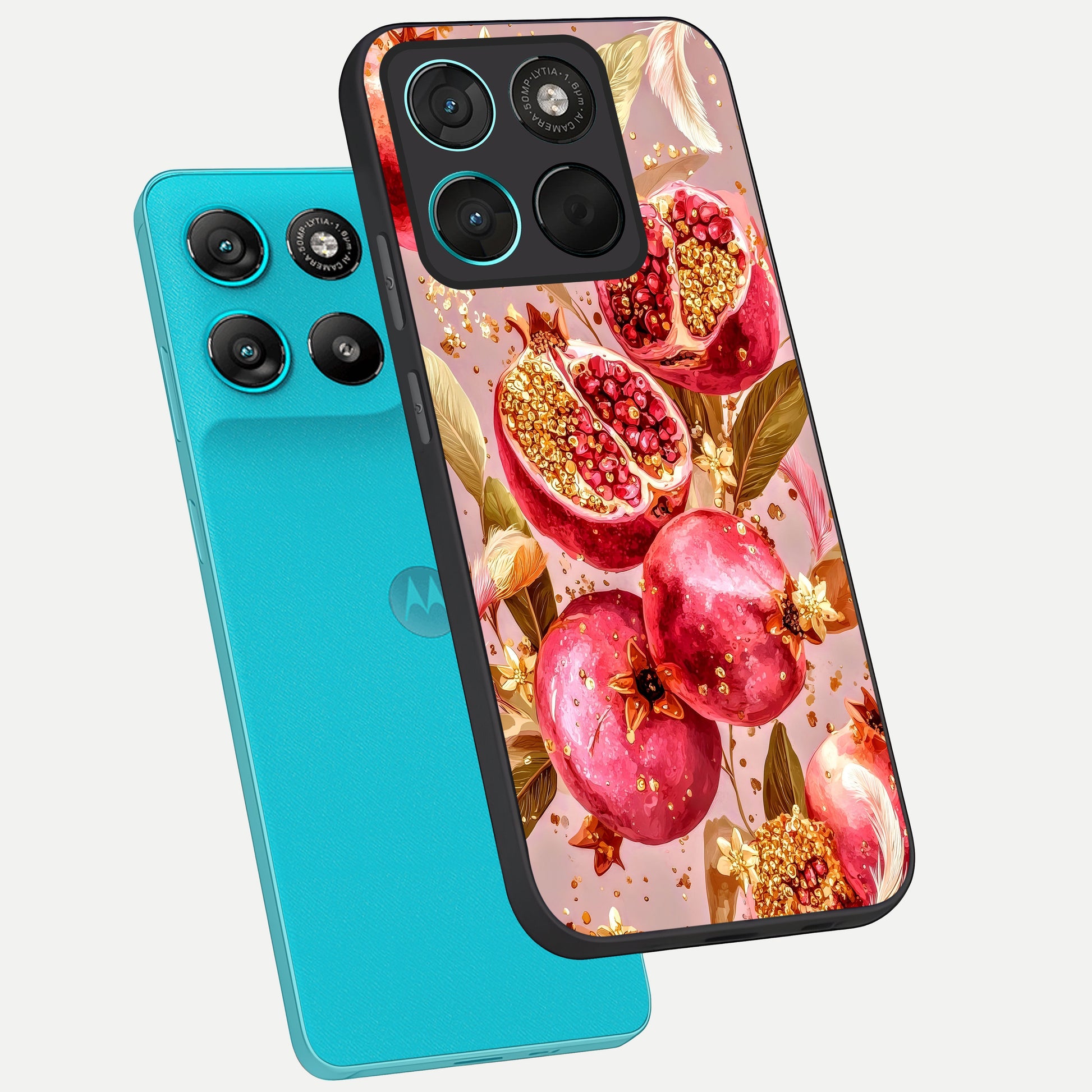  Golden Bloom Glow phone case For Moto G57 Power showing premium glass back cover with detailed artwork