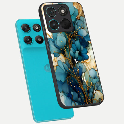  Golden Bloom Symphony phone case For Moto G57 Power showing premium glass back cover with detailed artwork