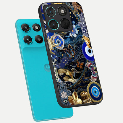  Golden Moon Magic phone case For Moto G57 Power showing premium glass back cover with detailed artwork