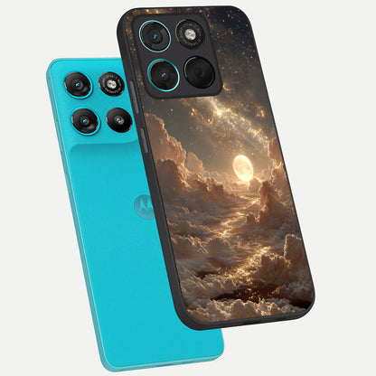  Golden Sky Dream phone case For Moto G57 Power showing premium glass back cover with detailed artwork