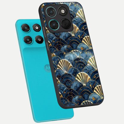  Golden Wave Luxe phone case For Moto G57 Power showing premium glass back cover with detailed artwork