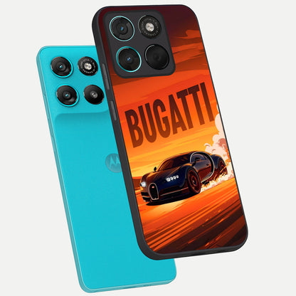  Inferno Bugatti Storm phone case For Moto G57 Power showing premium glass back cover with detailed artwork