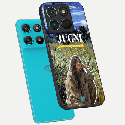  Jugni Soul Vibes phone case For Moto G57 Power showing premium glass back cover with detailed artwork