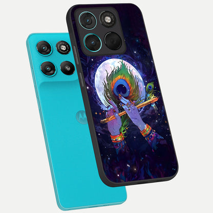  Krishna Hands Art phone case For Moto G57 Power showing premium glass back cover with detailed artwork