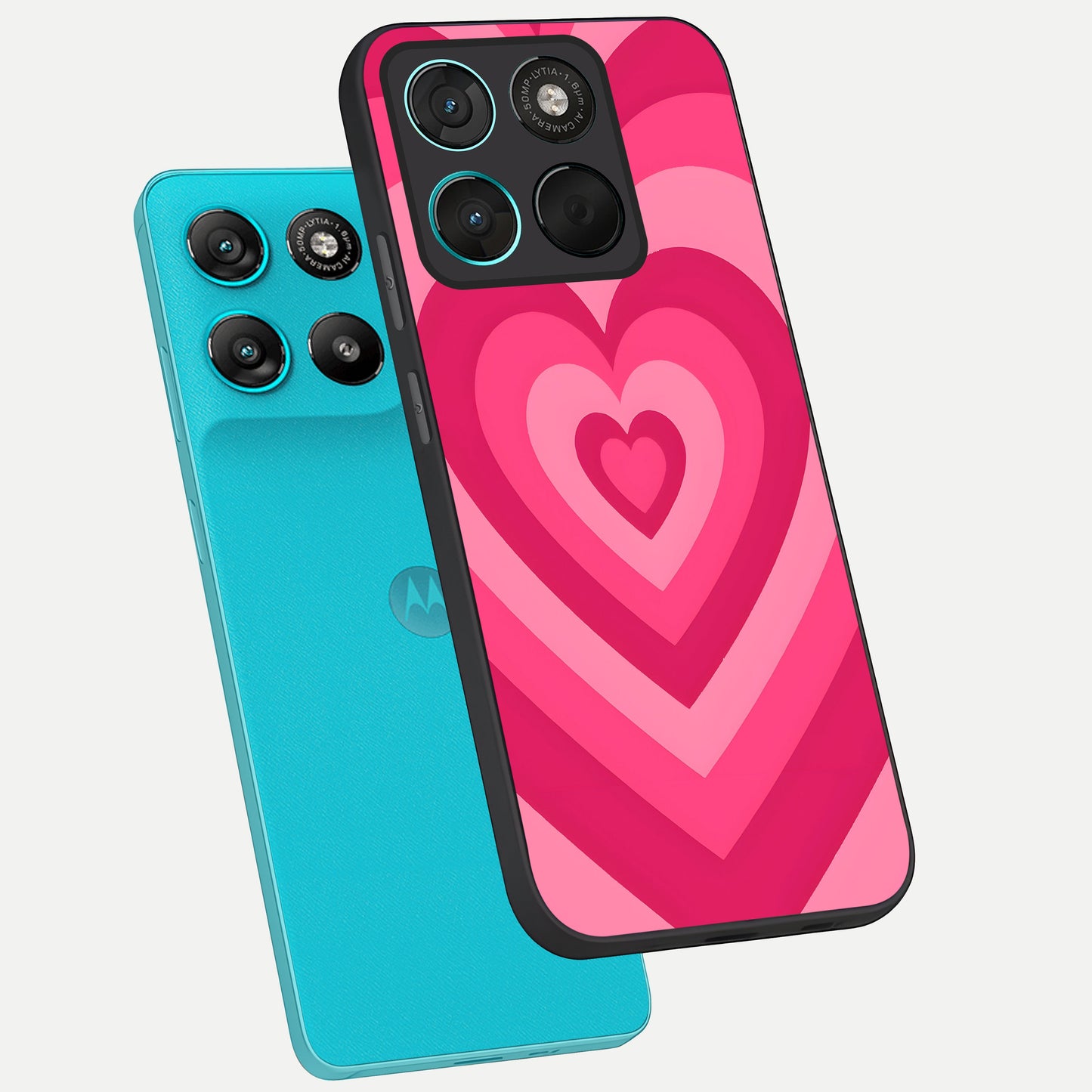  Layered Love Hearts phone case For Moto G57 Power showing premium glass back cover with detailed artwork