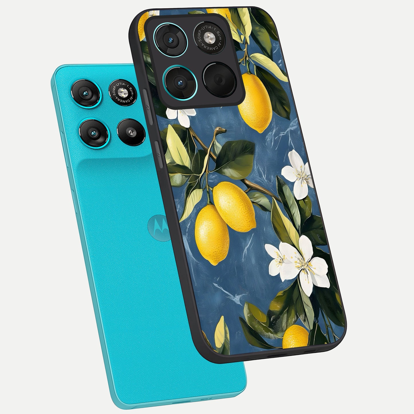  Lemon Dream Garden phone case For Moto G57 Power showing premium glass back cover with detailed artwork