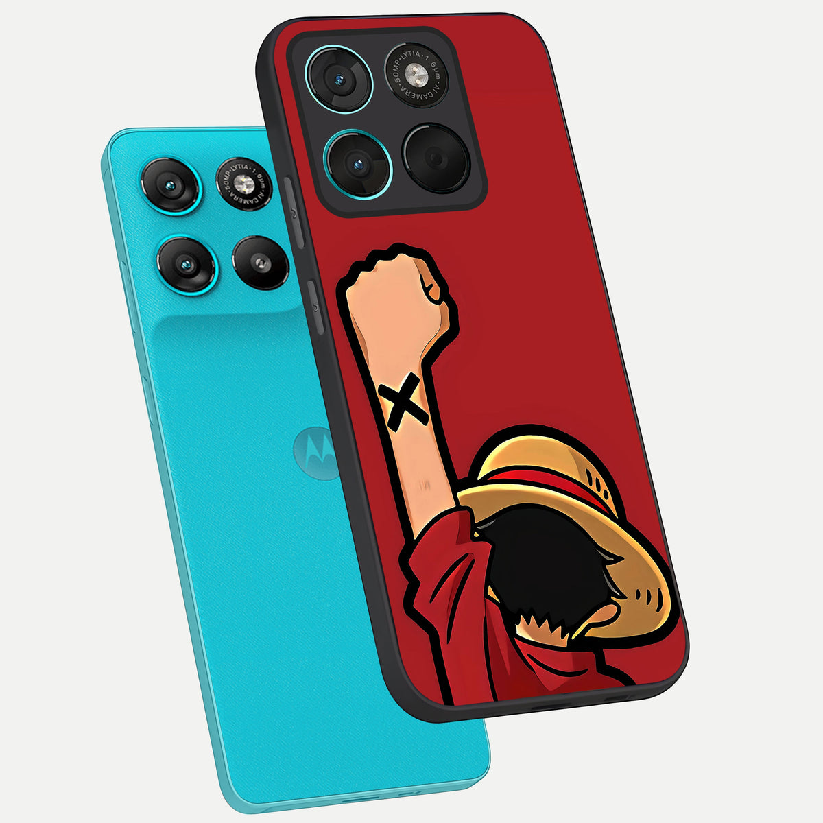  Luffy X Spirit phone case For Moto G57 Power showing premium glass back cover with detailed artwork