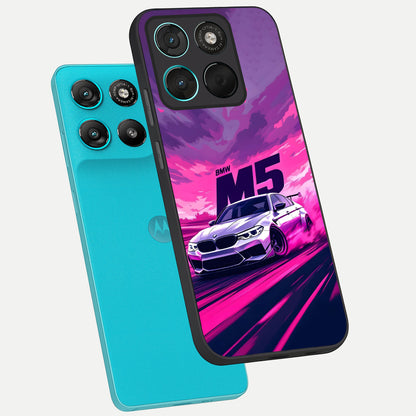  MS Neon Car phone case For Moto G57 Power showing premium glass back cover with detailed artwork