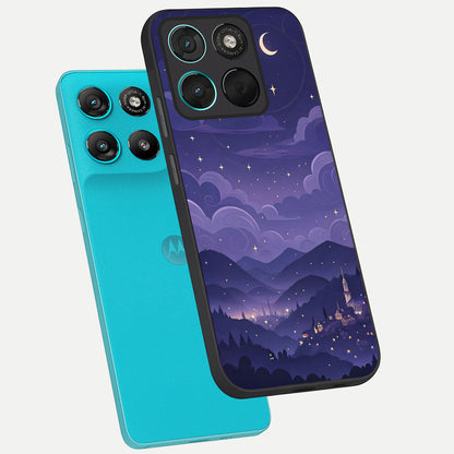  Minimal Night View phone case For Moto G57 Power showing premium glass back cover with detailed artwork