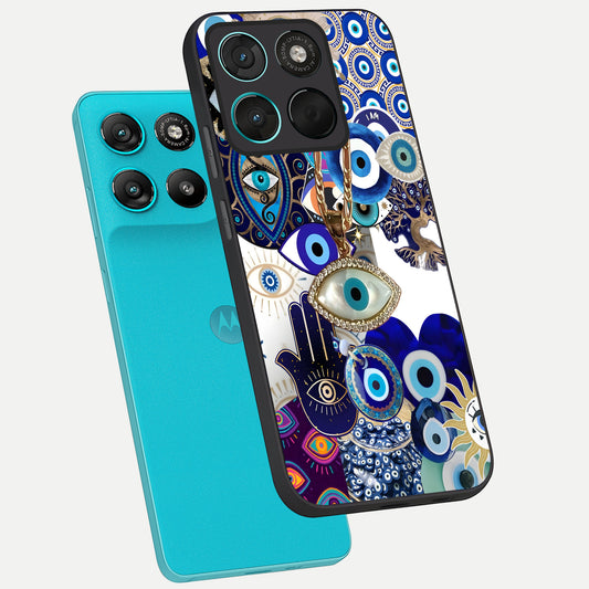  Mystic Charm Eye phone case For Moto G57 Power showing premium glass back cover with detailed artwork