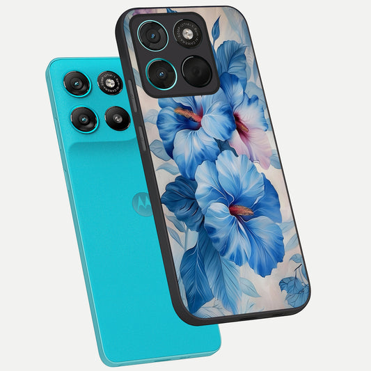  Ocean Hibiscus Grace phone case For Moto G57 Power showing premium glass back cover with detailed artwork