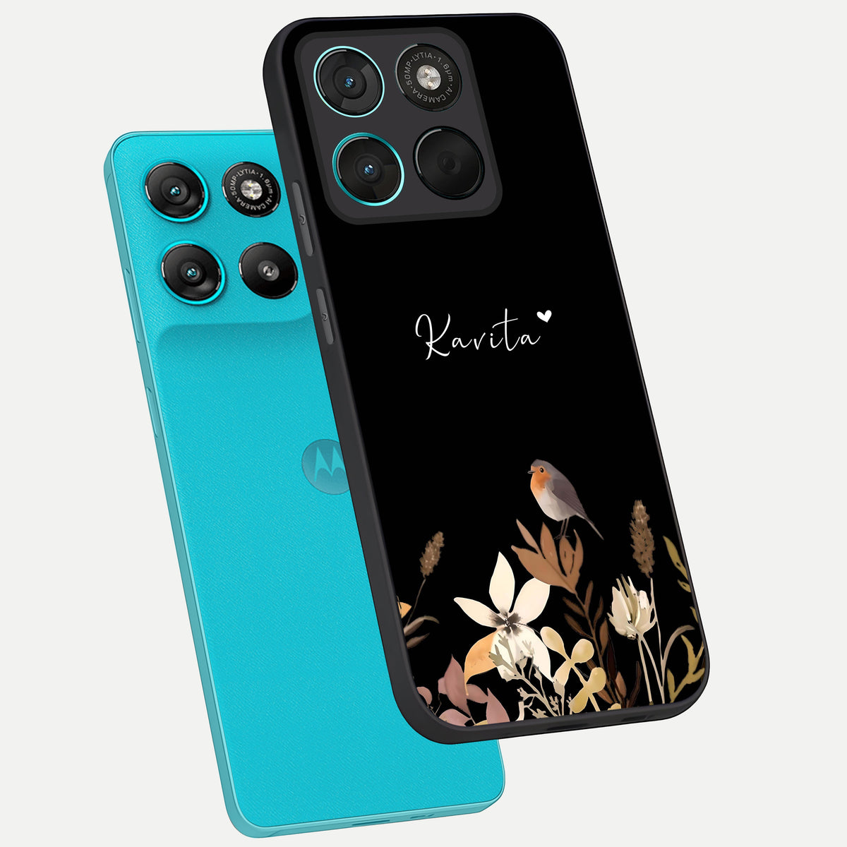  Quiet Garden Tune Custom Name phone case For Moto G57 Power showing premium glass back cover with detailed artwork