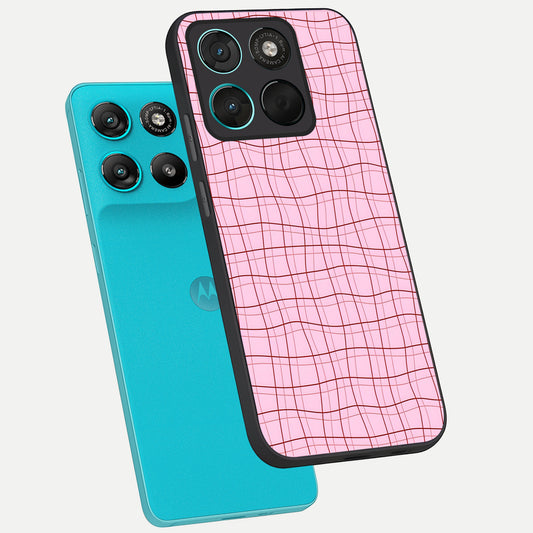  Soft Grid Bliss phone case For Moto G57 Power showing premium glass back cover with detailed artwork