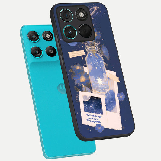  Starlit Cosmic Jar phone case For Moto G57 Power showing premium glass back cover with detailed artwork