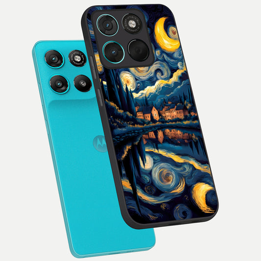  Starry Sky Serenity phone case For Moto G57 Power showing premium glass back cover with detailed artwork