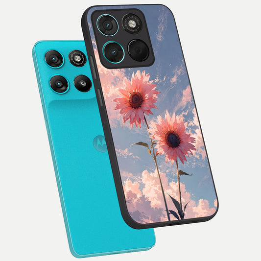  Sun Moon Balance phone case For Moto G57 Power showing premium glass back cover with detailed artwork