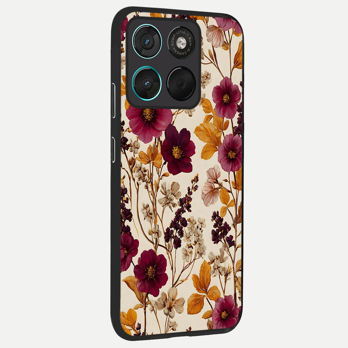  Autumn Wine Bloom back cover For Moto G57 Power slim fit glass case with vibrant aesthetic design