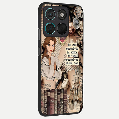  Bookish Dream World back cover For Moto G57 Power slim fit glass case with vibrant aesthetic design