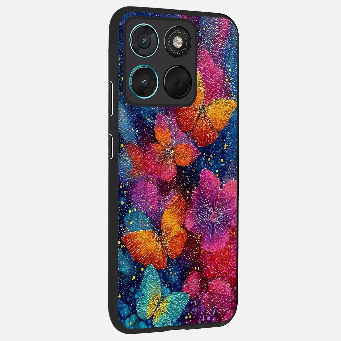  Butterfly Dream Mist back cover For Moto G57 Power slim fit glass case with vibrant aesthetic design