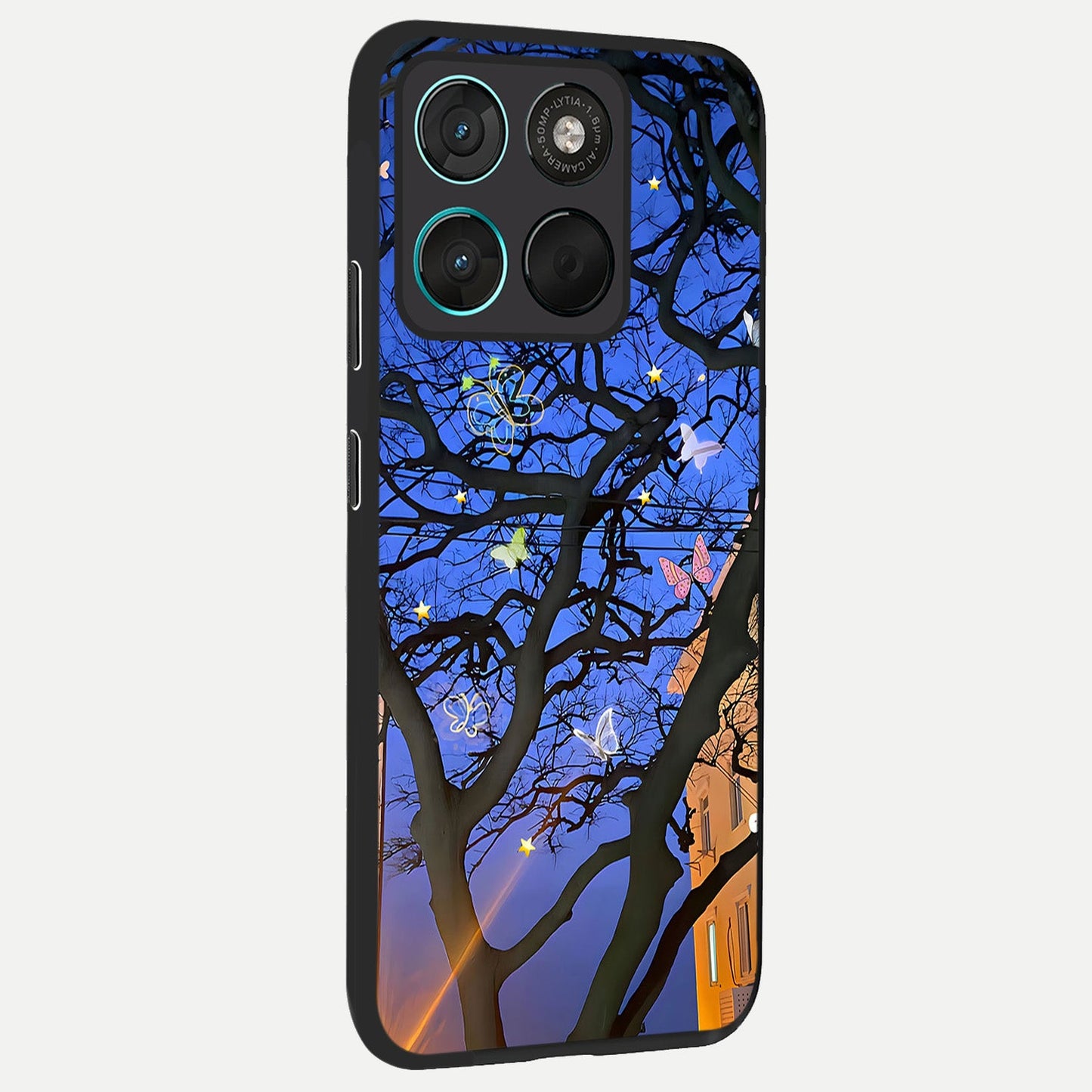  Butterfly Night Magic back cover For Moto G57 Power slim fit glass case with vibrant aesthetic design