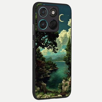  Celestial Lake Peace back cover For Moto G57 Power slim fit glass case with vibrant aesthetic design