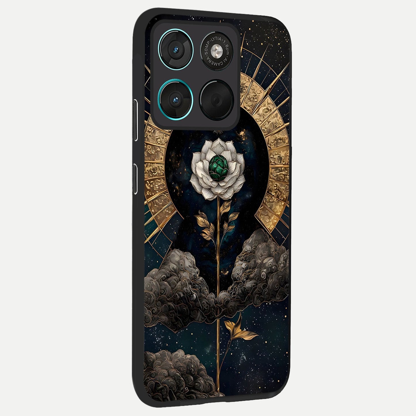  Celestial Lotus Morang back cover For Moto G57 Power slim fit glass case with vibrant aesthetic design