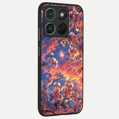  Celestial Sakura Sunset back cover For Moto G57 Power slim fit glass case with vibrant aesthetic design
