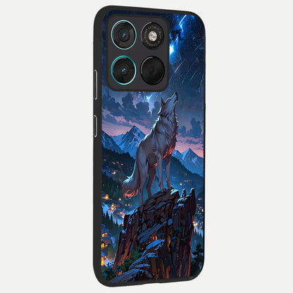  Celestial Wolf Howl back cover For Moto G57 Power slim fit glass case with vibrant aesthetic design