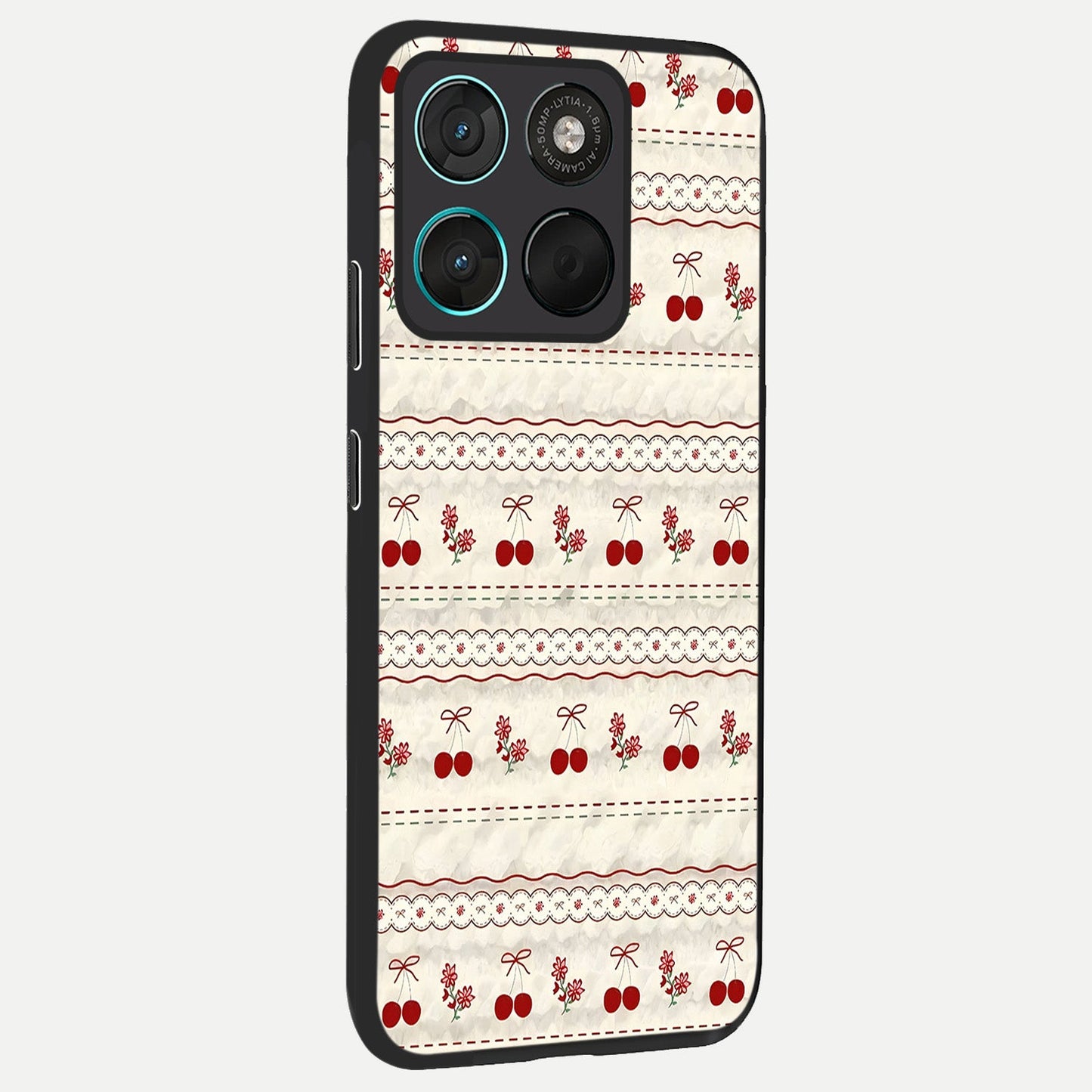  Cherry Bloom Charm back cover For Moto G57 Power slim fit glass case with vibrant aesthetic design
