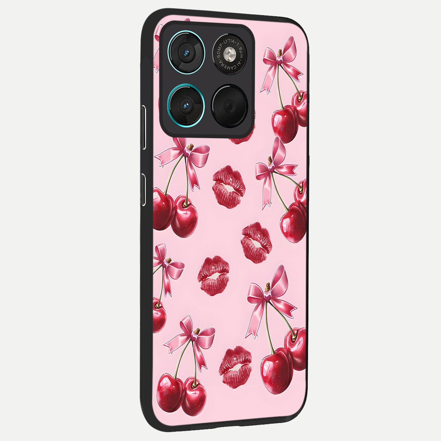  Cherry With Lips back cover For Moto G57 Power slim fit glass case with vibrant aesthetic design