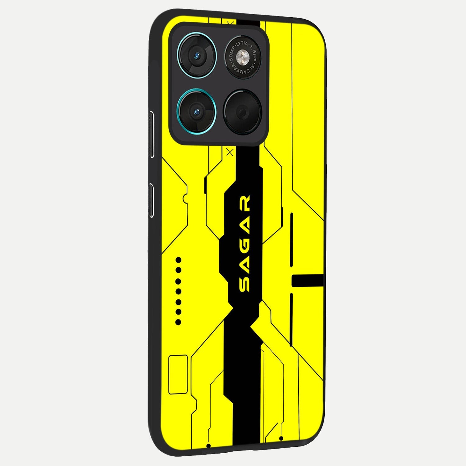 Circuit CYBERPUNK Custom Name back cover For Moto G57 Power slim fit glass case with vibrant aesthetic design