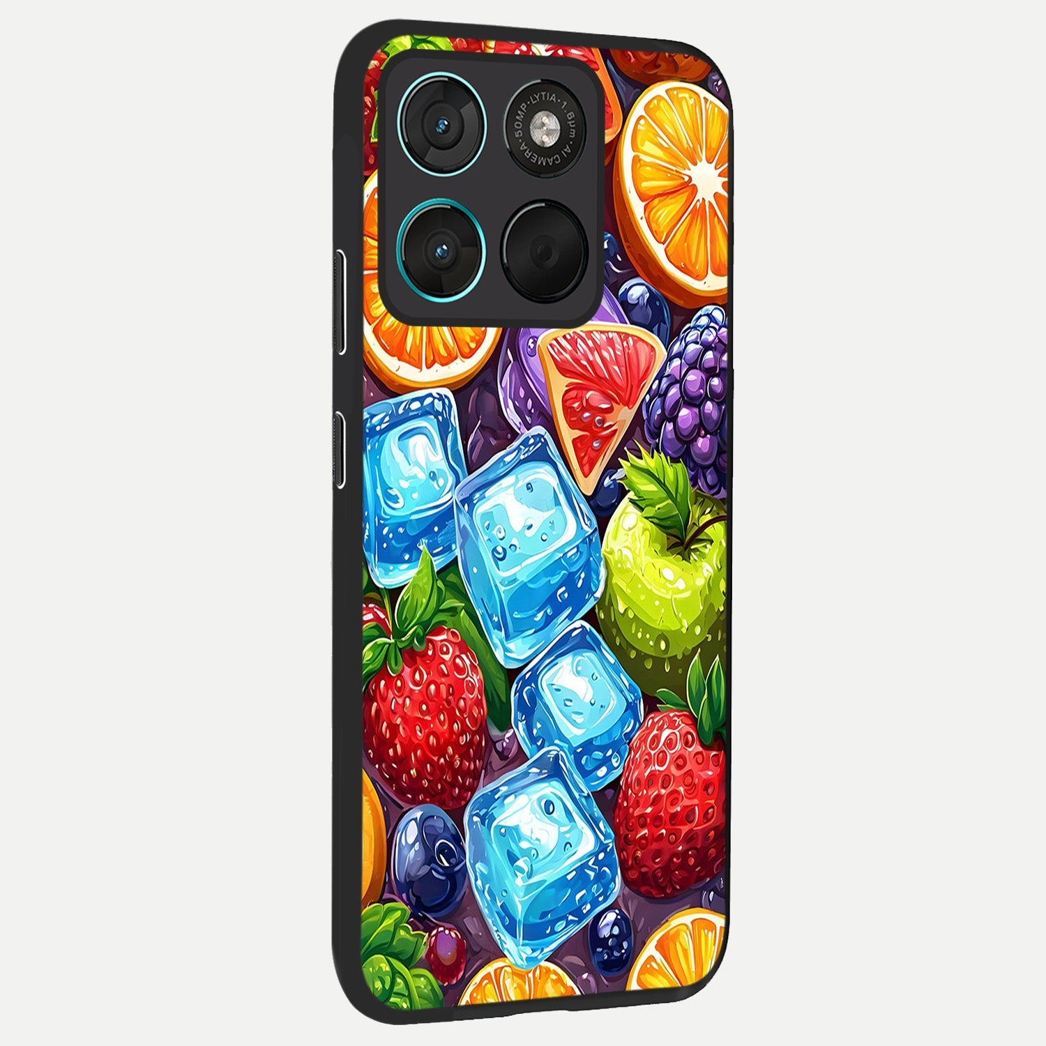  Colorful Fruits with Ice back cover For Moto G57 Power slim fit glass case with vibrant aesthetic design